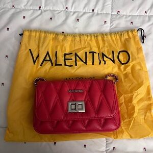Valentino Red Quilted Leather Shoulder Bag